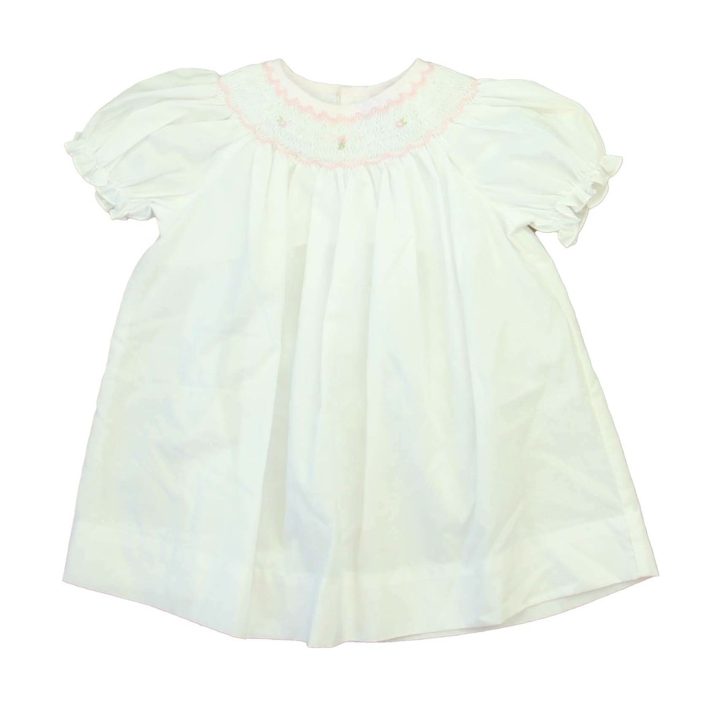 Petit Ami Girls White | Pink Smocked Dress size: 9 Months - Picture 2 of 2